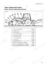 komatsu-wb140-2-wb150-2-backhoe-loader-operator-manual-weam000904-maintenance-180.webp Komatsu WB140-2, WB150-2 front loader joint lubrication points diagram and reference table for grease fitting locations.
