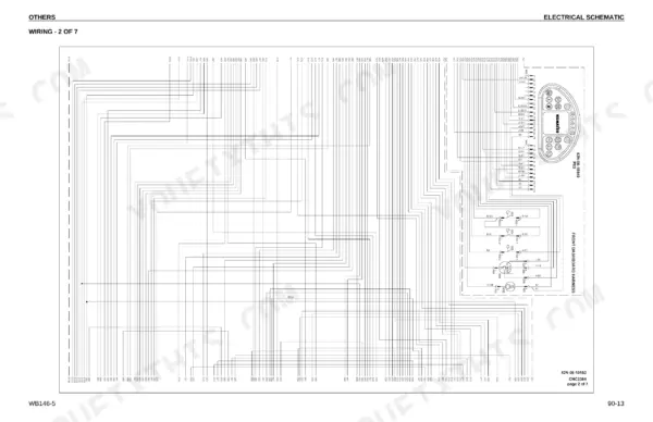 komatsu-wb146-5-backhoe-loader-shop-manual-cebm016503-wiring-573.webp Komatsu WB146-5 electrical schematic wiring diagram showing front dashboard harness connections and pinouts.