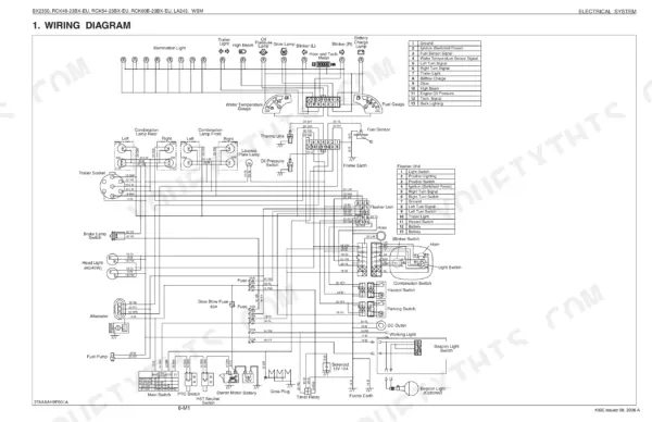 kubota-bx2350d-variants-tractor-rotary-mower-front-loader-service-manual-9y011-13810-wiring-267.webp Kubota BX2350D, RCK48-23BX-EU, RCK54-23BX-EU, RCK60B-23BX-EU, LA243 electrical system wiring diagram with connector pinout tables.