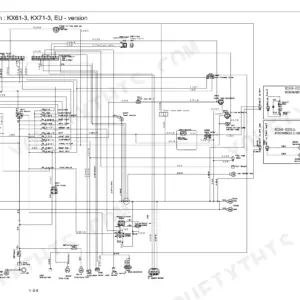 Kubota KX61-3, KX71-3 EU version electrical wireharness diagram showing main, horn, and light harness connections.