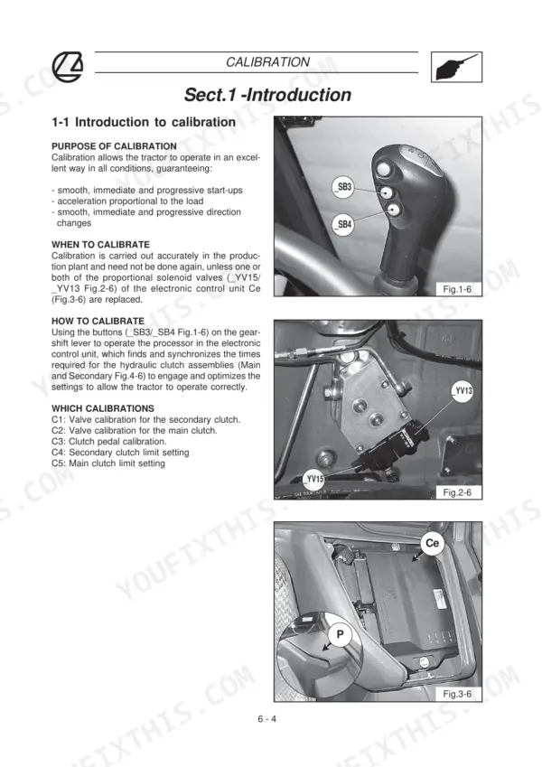 Landini Rex 70GT-100F/GT Deltashift calibration guide for gearshift, valves, and ECU.