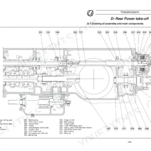 Landini Rex 70GT-100F/GT Deltashift transmission exploded view of rear PTO assembly and components with numbered parts list.