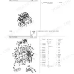Landini Atlas 100 exploded view of 1004-40T engine assembly and cylinder block parts list.