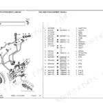 Landini C6830 parts diagram and list for diesel fuel injection equipment, including fuel pipes, gears, and mounting hardware.