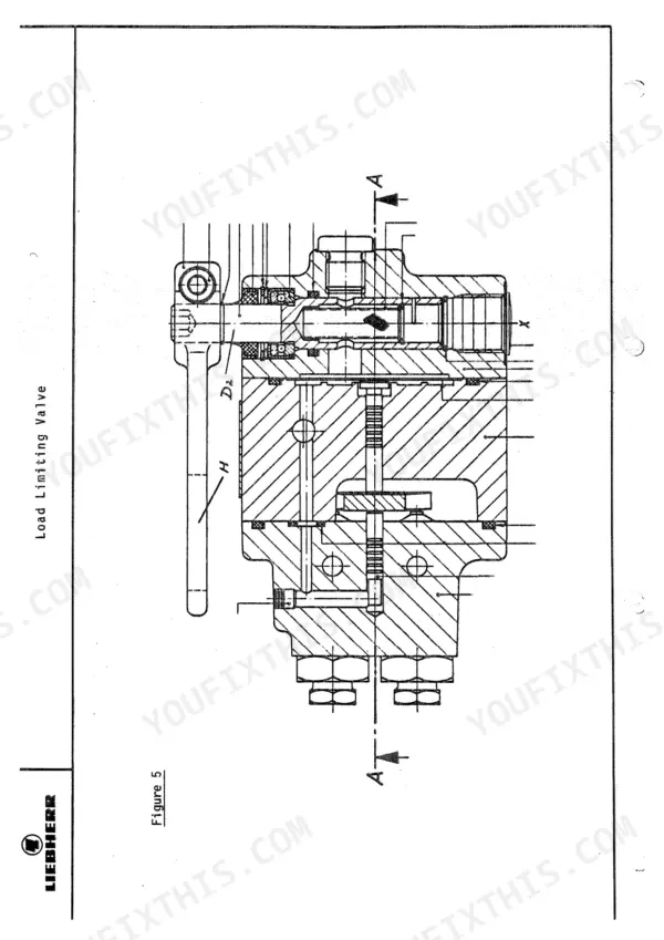 liebherr-pr-721-pr-731-pr-741-crawler-dozers-service-manual-exploded-view-80.webp Liebherr PR 721, PR 731, PR 741 service manual Figure 5 cross-section diagram of the hydraulic load limiting valve.