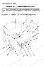 link-belt-130-lx-160-lx-excavator-operator-manual-6-25600-controls-46.webp Link-Belt 130 LX, 160 LX operator compartment controls diagram showing numbered locations of seat, pedals, and levers.