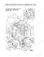 link-belt-160x2-hydraulic-excavator-parts-manual-2204-cab-parts-198.webp Link-Belt 160X2, 160X2 - EX exploded view of operator cab polyca-hatch, glass, and interior console components.