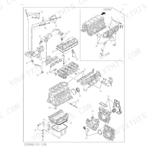 Link-Belt 160X2, 160X2 - EX exploded view diagram of engine gasket kit 83-51106-005 showing cylinder block and head components.