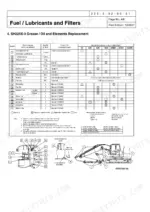 link-belt-225-spin-ace-hydraulic-excavator-shop-manual-1113-maintenance-263.webp Link-Belt 225 Spin Ace, SH225X-3 maintenance chart for fuel, lubricants, and filter replacement intervals and component locations.