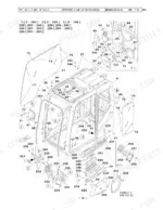 link-belt-350x2-excavator-parts-manual-2208-cab-parts-200.webp Link-Belt 350X2 operator cab poly-hatch exploded view diagram showing glass, interior panels, and mounting hardware components.