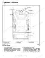 Link-Belt 4300 Q operator manual diagram showing cab controls, travel levers, pedals, and console layout.