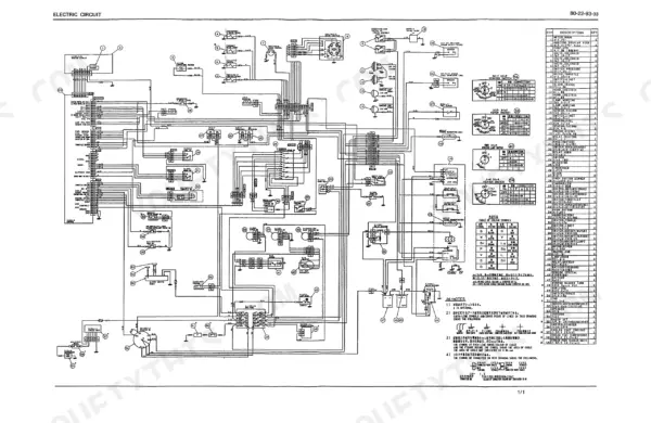 link-belt-ls-2650-hydraulic-excavator-shop-manual-f00055-0193-wiring-17.webp Link-Belt LS-2650 C Series II electric circuit wiring diagram with component index and color code table.