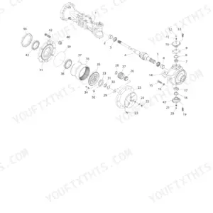 Manitou Type 211 exploded view of planetary reduction 1:6 and steering case assembly with numbered components.