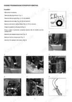 manitou-mlt-626-mlt-725-mlt-523-mlt-526-telehandler-repair-manual-procedures-15.webp Manitou MLT 523–MLT 725 engine, transmission, and converter removal procedure steps with component diagrams.