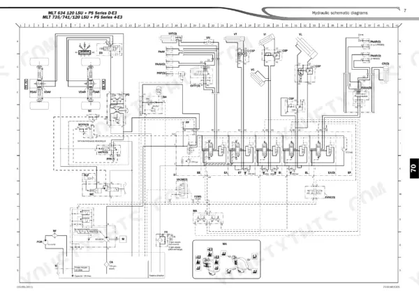 Manitou MLT 630 to MT 1033 hydraulic schematic diagram