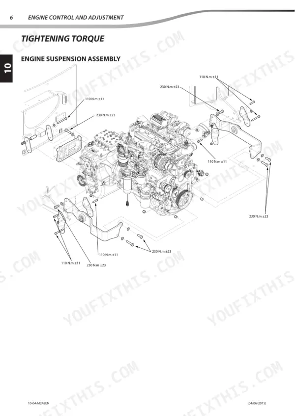 Manitou MLT 840, 1040 ST4 S1 engine suspension torque diagram