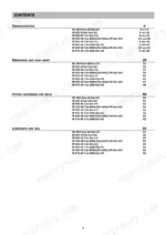 manitou-mlt-845-h-turbo-lsu-s-rie-2-e2-variants-lift-truck-repair-manual-0-1-m120-en-page-8.webp Manitou MLT 845, MT 1235–1745 Série 2-E2 table of contents page listing characteristics, dimensions, filters, and lubricants.