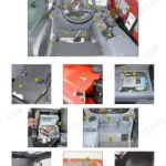 Manitou MLT625-75 H instruments and controls diagram showing cab interior, seat, fuse box, and beacon light.
