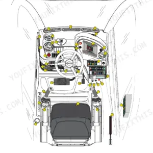 Manitou MRT 1850, 2150, 2540 Plus operator cab controls diagram.