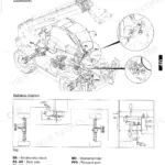 Manitou MT 1436 R, 1440, 1440 A, 1440 EP, 1840, 1840 R, 1840 A, 1840 EP telehandler Brake pressure port location with brake hydraulic diagram, key and test values
