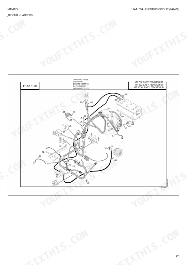 Manitou MT 732, 932, 1030 Easy electric harness diagram