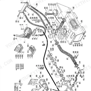 Manitou MT 830 CP–MT 1230 SCP Turbo exploded view of the main hydraulic circuit, showing pump, hoses, and reservoir components.