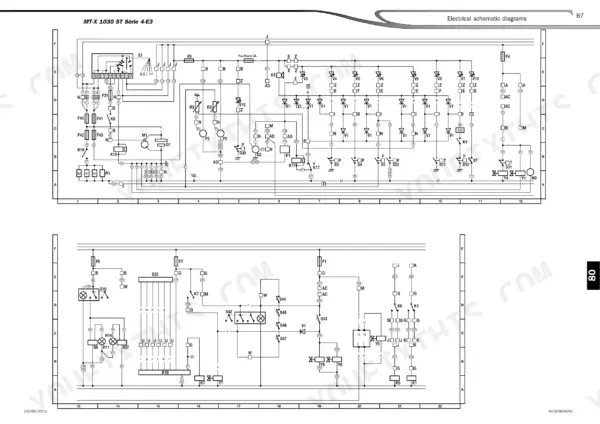 Manitou MT-X 732, MT-X 1030 ST electrical schematic diagram showing relays, fuses, diodes, and switches for machine systems.