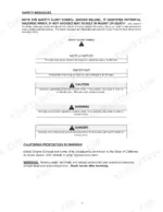 manitou-tmt315-tmt315-fl-rough-terrain-forklift-truck-operator-manual-547633s-page-13.webp Manitou TMT315 (standard and /FL) safety messages page defining alert symbols, caution, warning, danger levels, and Prop 65 warnings.