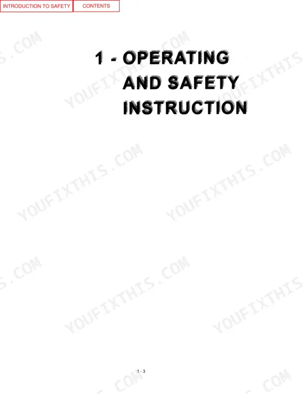 Manitou TMT315 (standard and /FL) operator manual section 1, Operating and Safety Instruction title page.