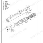 Massey Ferguson 8925, 8926 lift cylinder exploded view diagram showing parts identification for piston, seals, and rod.