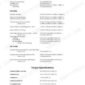 Utilev UT15P-UT32C Mazda 2.2L cylinder block, piston, oil pump service limits and engine torque specifications table.