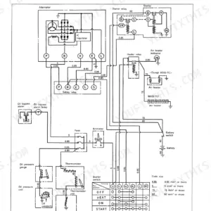Mitsubishi 6D22 engine electrical wiring diagram showing alternator, starter, heater, and switch connections.
