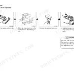 Mitsubishi FG35, FG40, FG45, FG50, FD35, FD40, FD45, FD50 forklift operation steps for inching pedal and direction lever.
