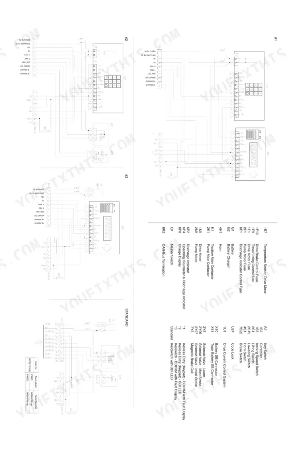 Mitsubishi PW23, PW23L wiring diagram showing electrical components, connectors, and CAN-bus system signal paths.