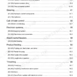 New Holland CS6080, CS6090 service manual table of contents for header, steering, electrical, feeding, and threshing systems.