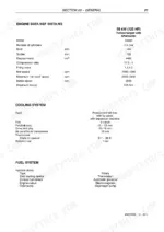 New Holland LM5040, LM5060, LM5080 service manual page showing NEF 445TA/M3 engine, cooling system, and fuel system specifications.