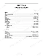 new-holland-t1110-tractor-operator-manual-87722411-specs-126.webp New Holland T1110, 230GM engine specifications and fluid capacity table including bore, stroke, and valve clearance data.