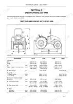 new-holland-t3010-t3040-series-tractor-operator-manual-87289563-specs-130.webp New Holland T3010, T3020, T3030, T3040 tractor dimensions diagram and technical specification table with roll bar data.
