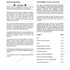 New Holland T7030, T7040, T7050, T7060 Section 2 Controls, Instruments and Operation table of contents and CAN bus info