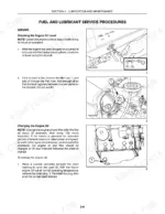 new-holland-tc30-tractor-operator-manual-87301232-procedures-55.webp New Holland TC30 engine oil service procedures, checking dipstick level, adding oil, and draining oil pan plug location.
