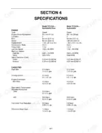 New Holland TC31DA, TC34DA engine specifications and fluid capacity table including bore, stroke, and fuel tank volume.