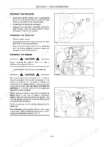New Holland TK4020–TK4060 procedures for starting, stopping the tractor, and engine ignition key operation.
