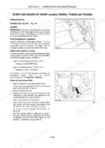 New Holland TK4020–TK4060 engine oil filter change procedure, including drain plug and filter location diagrams.