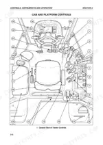 new-holland-tm115-tm165-series-tractor-operator-manual-604-53-261-00-controls-27.webp New Holland TM115–TM165 tractor cab and platform controls diagram showing operator seat, steering wheel, and numbered control levers.