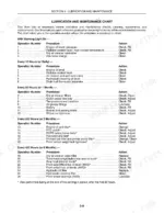 New Holland TT55, TT75 lubrication and maintenance chart listing service intervals, procedures, and required actions.