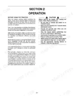 New Holland TT55, TT75 operator manual page showing Section 2 Operation, safety precautions, and tractor startup guidelines.