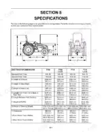 New Holland TT55, TT75 2WD tractor dimensions specification table and side and rear profile diagrams.