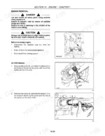 New Holland TT55, TT75 engine removal procedure, battery disconnection, and front axle drive shaft circlip removal diagrams.