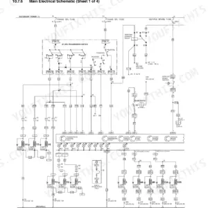 Skytrak 4266, 4270H, 4270L, 4290H, 4290L electrical schematic sheet 1 showing transmission switch, relays, and logic circuits.