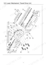 takeuchi-210-x2-240-x2-hydraulic-excavator-shop-manual-exploded-view-125.webp Link-Belt 210 X2, 240 X2 exploded view diagram of the lower mechanism travel drive unit showing internal valve components.